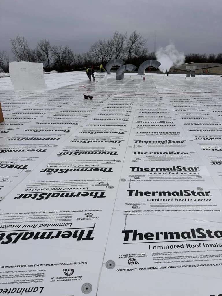 ThermalStar coverboard mechanically fastened with plates through to the steel panel